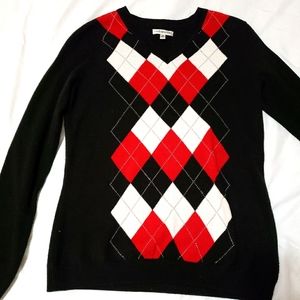 3/$15  Womens black and red argyl sweater